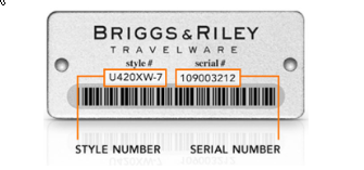 Example of Style number and Serial number